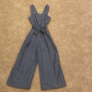Denim wide leg jumpsuit